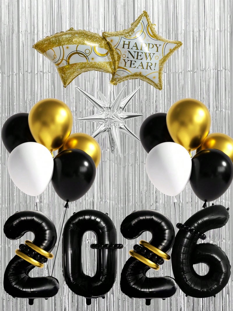 2026 New Year Black & Gold Balloon Decoration Set – 28 Pieces Perfect for Home & Party Celebrations -  New Year 2026 - Image 2