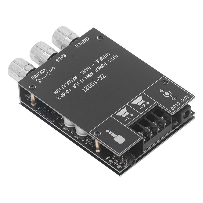 Bluetooth 5.0 Audio Power Amplifier Board 2 x 100W Stereo Dual Channel - Treble Bass Control Knobs DC12-24V for Home Theater - Image 4