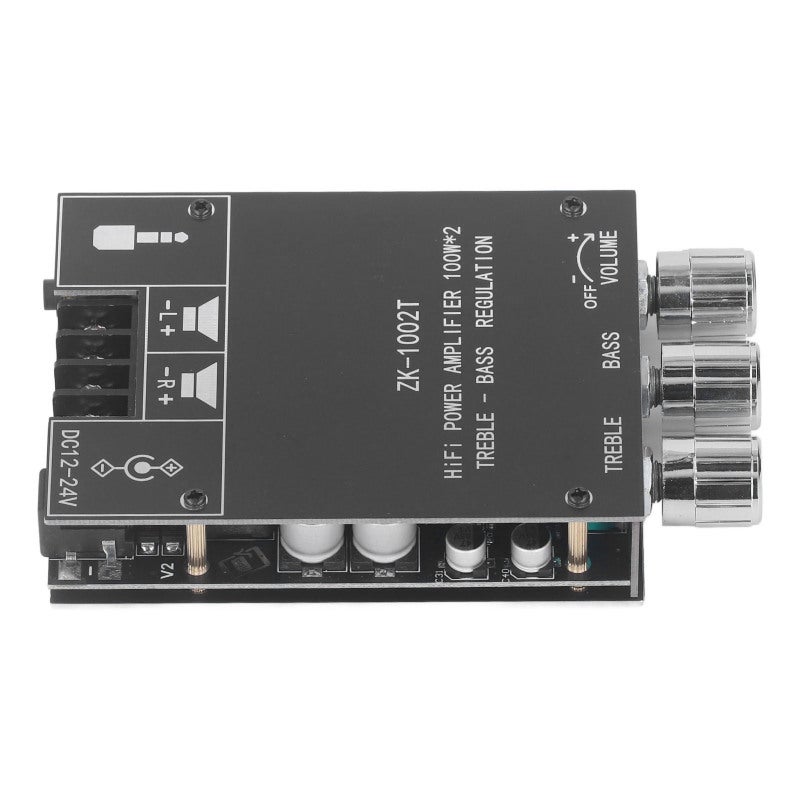 Bluetooth 5.0 Audio Power Amplifier Board 2 x 100W Stereo Dual Channel - Treble Bass Control Knobs DC12-24V for Home Theater - Image 5