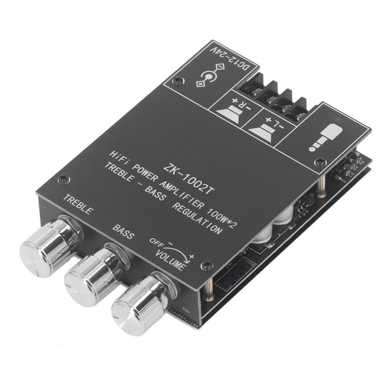 Bluetooth 5.0 Audio Power Amplifier Board 2 x 100W Stereo Dual Channel - Treble Bass Control Knobs DC12-24V for Home Theater - Image 3