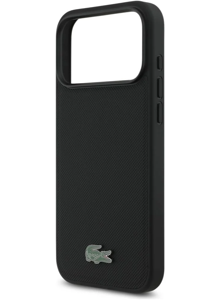 LACOSTE iPhone 17 Pro MagSafe Case PU Leather Hard With Iconic Petit Pique Logo /  Slim profile / MagSafe / Drop Protection / Easy Snap On /  Back Cover - Black