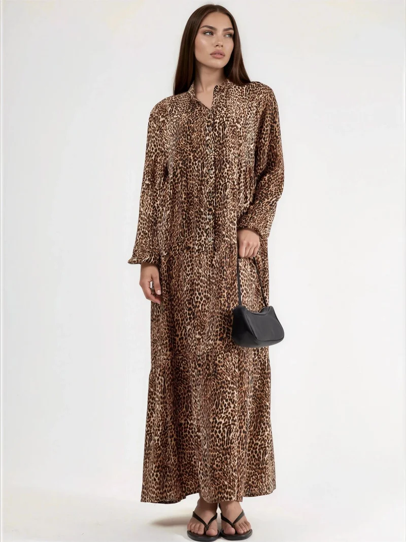 HICCUP Comfort Fit Leopard Print Maxi Dress