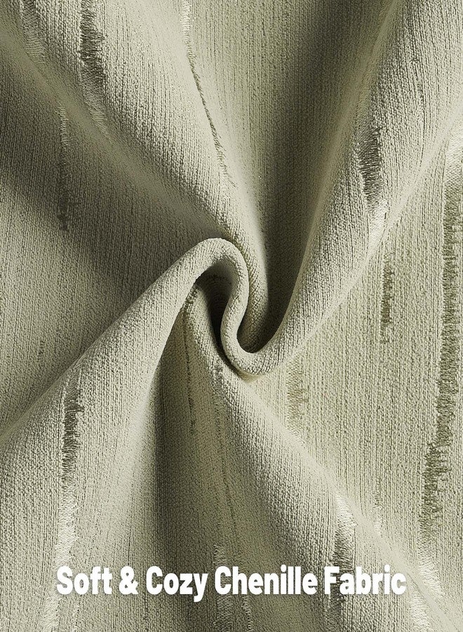 FUTEI Olive Green Chenille Decorative Throw Pillow Covers 18x18 Inch Set of 2,Soft Embossed Striped Textured Cushion Case,Modern Home Decor for Couch Bed Living Room - Image 2