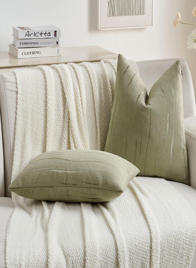 FUTEI Olive Green Chenille Decorative Throw Pillow Covers 18x18 Inch Set of 2,Soft Embossed Striped Textured Cushion Case,Modern Home Decor for Couch Bed Living Room - Image 5