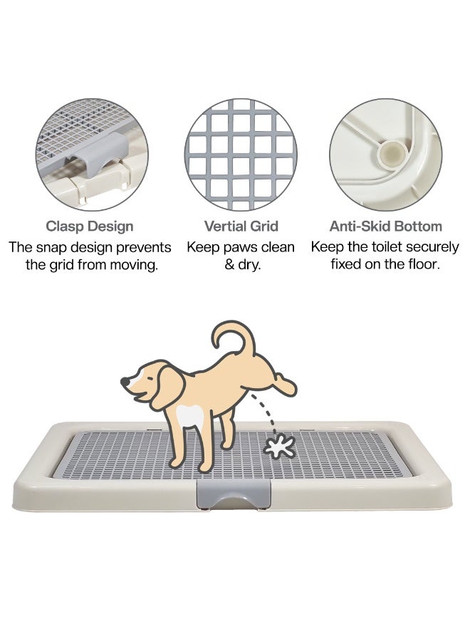 NNC PETS Dog toilet tray with Removable grid and Anti-slip base, Leak-resistant puppy potty training pad holder for Puppies & Small dogs, Suitable for Indoor/Outdoor use, 55 cm (GREY) - Image 3