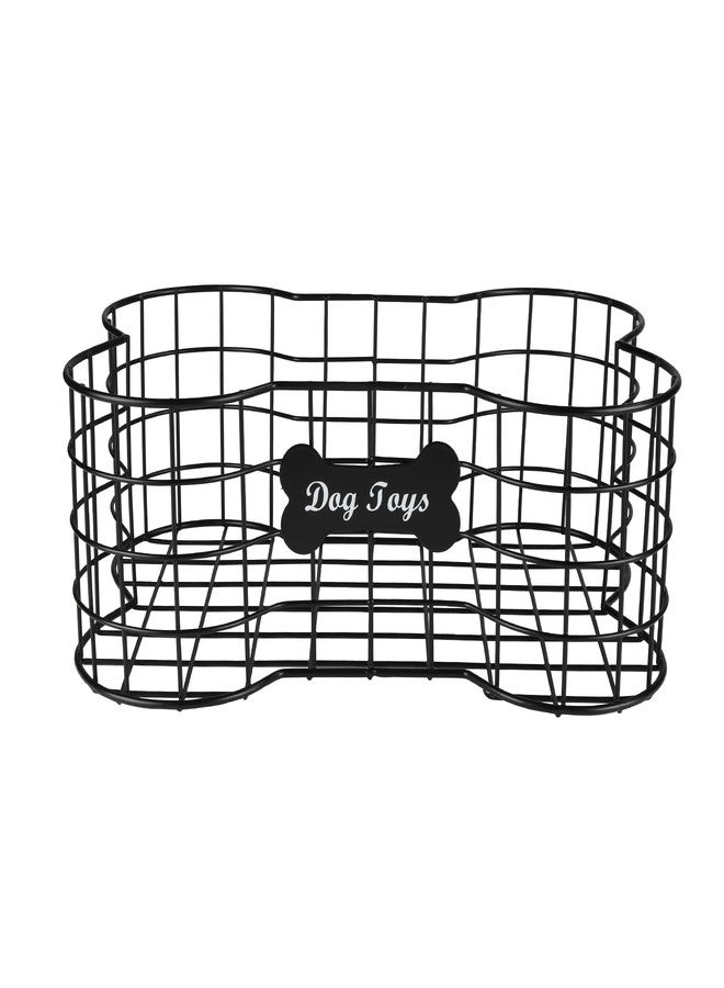 Morezi Dog toy box basket storage in metal shallow designed dog toy holder great for collecting pet chew toys leashes clothing in living room area playroom closet shelf gift basket - Image 1