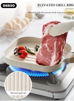 DUNISO Griddle Steak Pan,Non-Stick Pan Frying Pan for Kitchen,Omelette Pan,Egg Roll Frying Pan,Baking Cooking Tool Skillet Cookware with Gas Electric Furnace Induction Ceramic Stove Indoor Outdoor  - Image 5