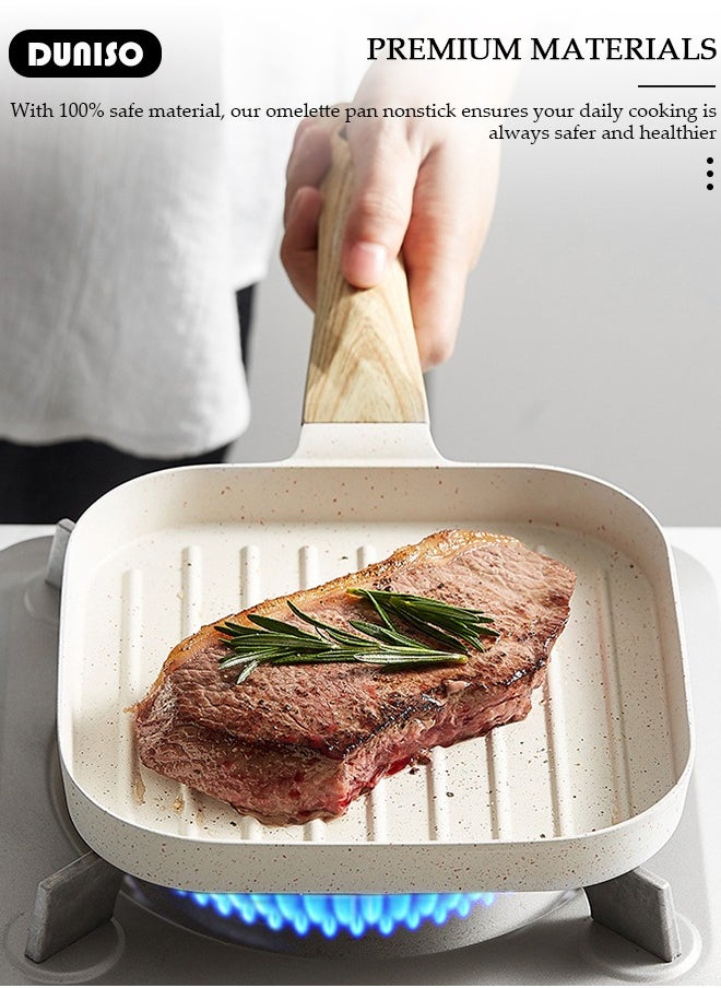 DUNISO - Griddle Steak Pan,Non-Stick Pan Frying Pan for Kitchen,Omelette Pan,Egg Roll Frying Pan,Baking Cooking Tool Skillet Cookware with Gas Electric Furnace Induction Ceramic Stove Indoor Outdoor - Image 1