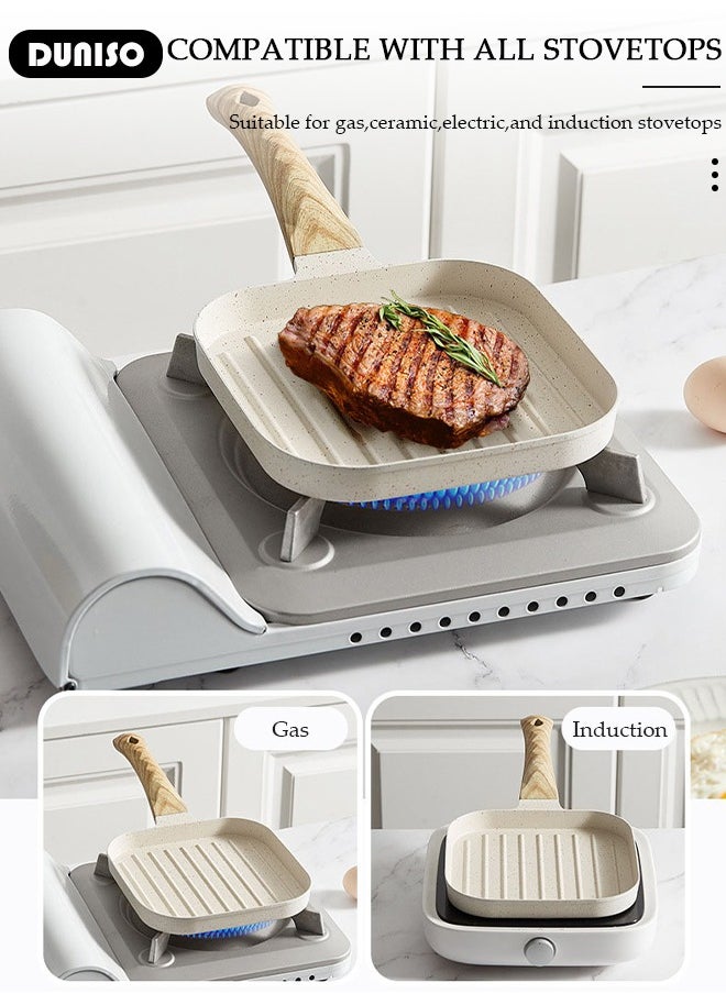 DUNISO - Griddle Steak Pan,Non-Stick Pan Frying Pan for Kitchen,Omelette Pan,Egg Roll Frying Pan,Baking Cooking Tool Skillet Cookware with Gas Electric Furnace Induction Ceramic Stove Indoor Outdoor - Image 1