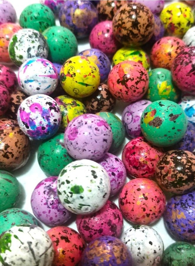 FULLFILLS Decorative Printed Round Marble Glass Pebbles, Multicolour, 500 GM 100 Pieces, for Aquarium, Fish Tank, Vase Fillers - Image 1