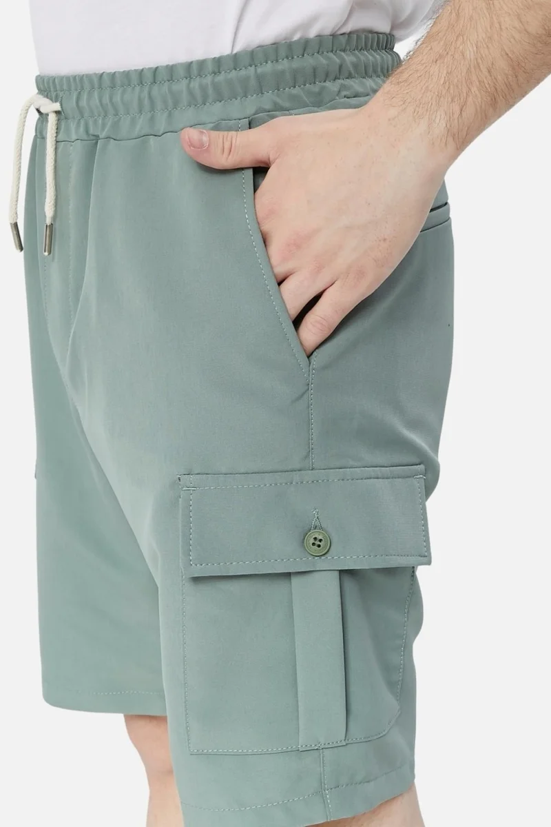 Cedy Denim Standard Fit Lace-Up Men's Shorts with Elastic Waist Cargo Pocket C360