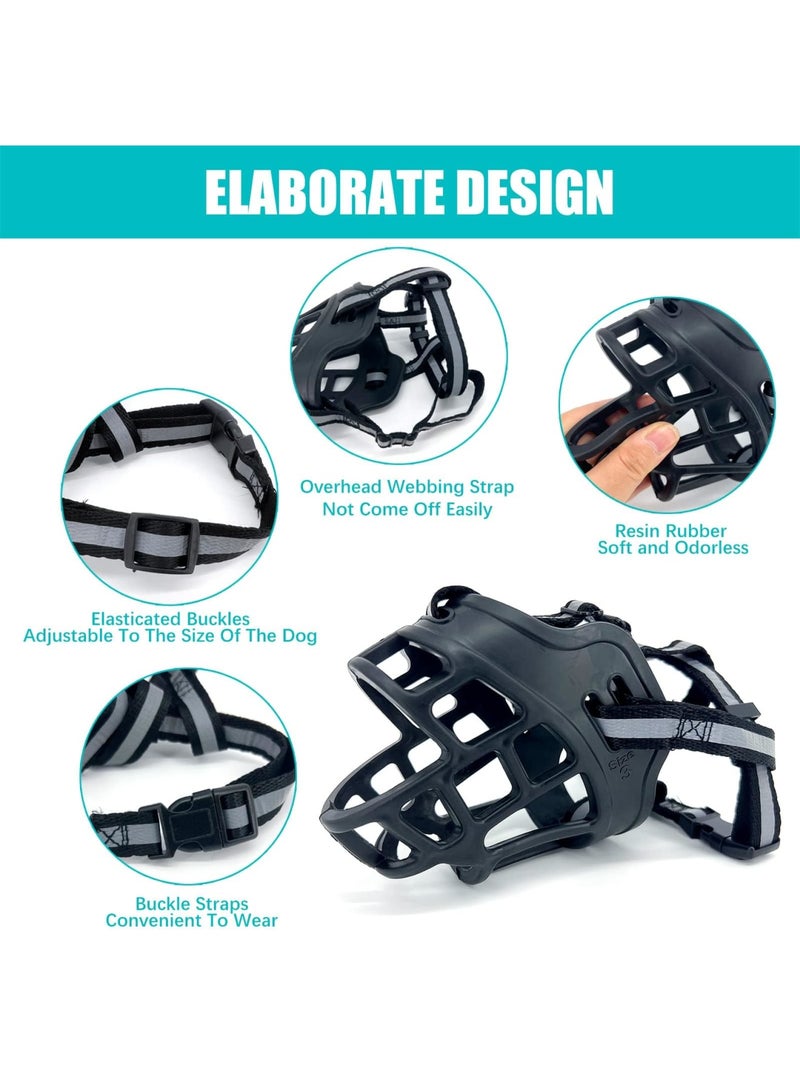 SYOSI Dog Muzzles, Breathable Basket Muzzles for Medium, Large Dogs, Adjustable Breathable Muzzle for Pet with Reflective Strip, Stop Biting, Barking and Chewing, Best for Aggressive Dogs (Medium, Black) - Image 2