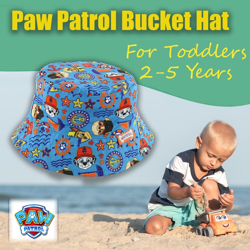 Nickelodeon Paw Patrol Chase, Marshall and Rubble Printed Bucket Hat - UPF50+ Sun Protection White-Blue (Blue) - Image 3