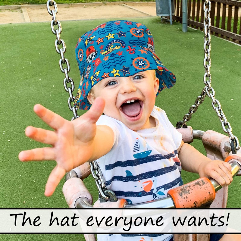 Nickelodeon Paw Patrol Chase, Marshall and Rubble Printed Bucket Hat - UPF50+ Sun Protection White-Blue (Blue) - Image 4