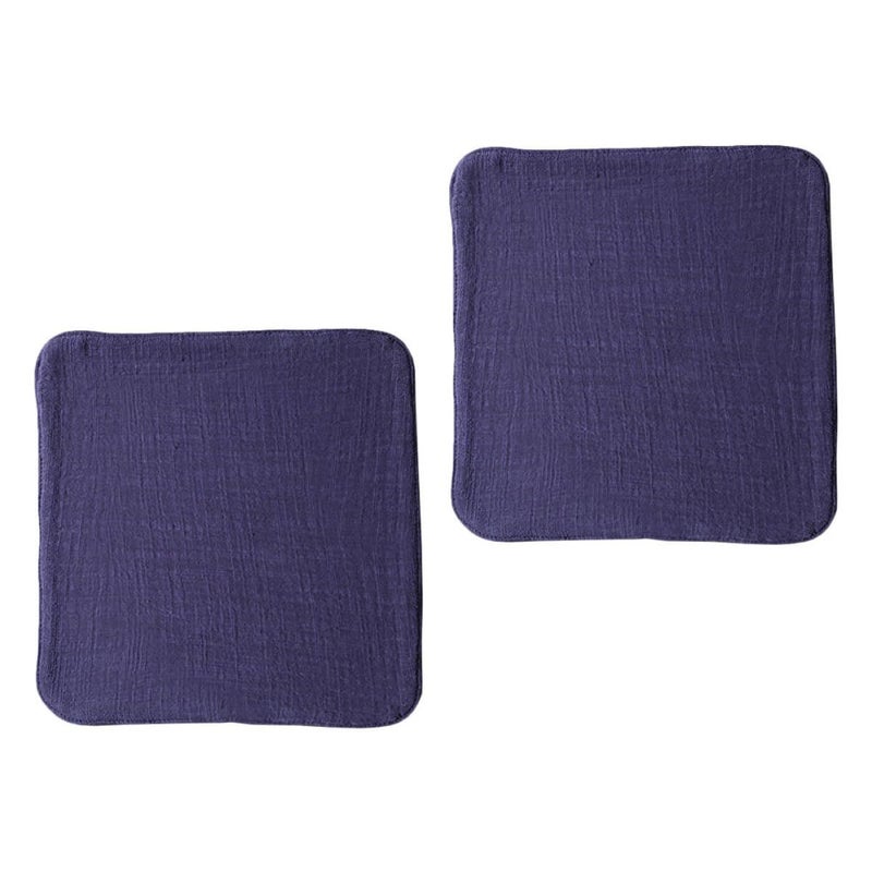 Blue Cotton Linen Kitchen Dish Cloths 2pc Set Thick Absorbent Tea Towels - Image 2