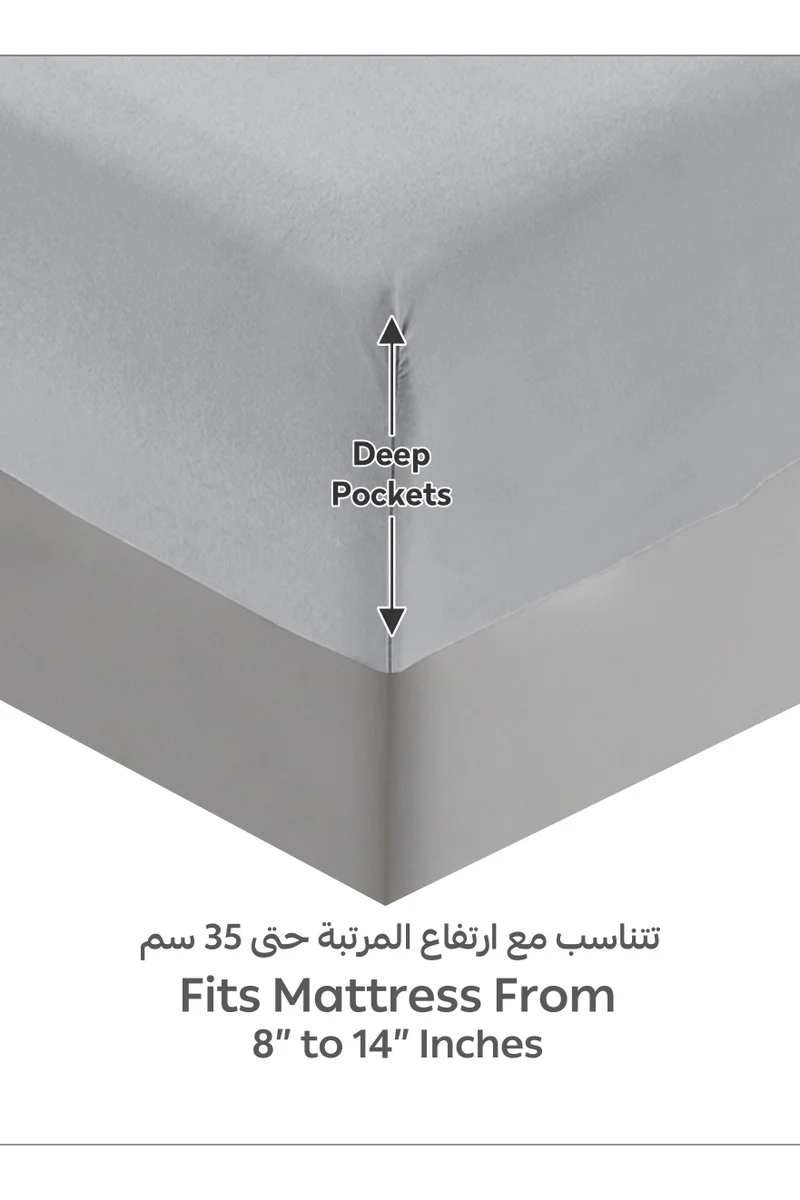 دوناتيلا Bedding Fitted Sheet - Fits 200x200 Cm For King Bed - 3 Pcs (1 Fitted Sheet and 2 Pillowcases) - 35 Cm Deep Pocket - Solid Bed Sheet