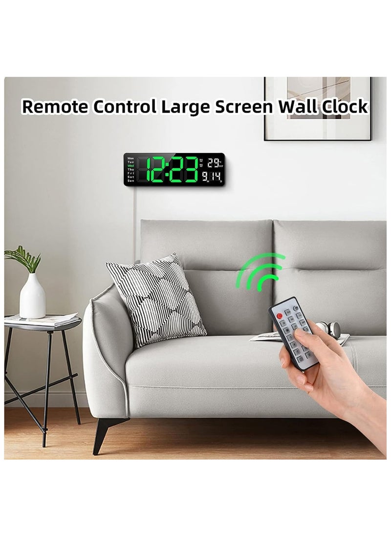 Generic - Digital Wall Clock with Large 16.2" Display, LED Alarm Clock with Remote Control, Automatic Brightness Dimmer, Shows Date, Week & Temperature - Image 1