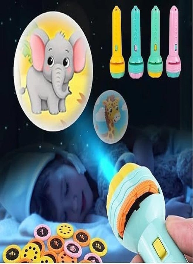 LittleLovik Mini Projector Flashlight, 6 Slide Discs in Animal, Statistics, Alphabet, Vegetable & Plus-Minus Patterns, 48 Colorful Images - Interactive Story Telling Toy for Learning (Pack of 1). - Image 1