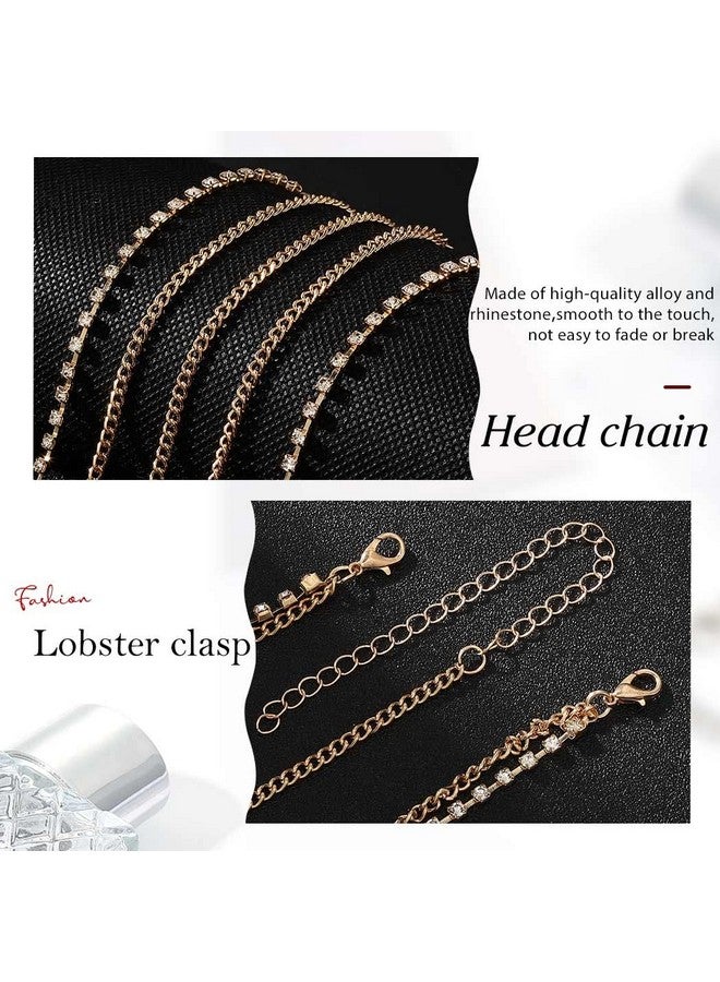 CAKURE Boho Head Jewelry - Gold Rhinestone Hair Chains Bride Wedding Headbands Headpiece Jewelry Festival Weeding Prom Hair Accessories for Women (a-gold, one size) - Image 4