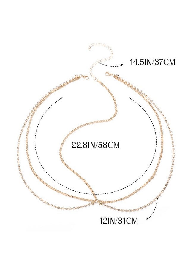 CAKURE Boho Head Jewelry - Gold Rhinestone Hair Chains Bride Wedding Headbands Headpiece Jewelry Festival Weeding Prom Hair Accessories for Women (a-gold, one size) - Image 2