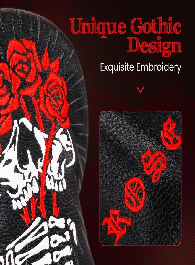 Big Crazy Golf Club Head Covers, Funny Driver Headcover, Golf Head Covers, Velvet Leather Golf Club Covers, Hybrid Headcover, Fairway Wood Head Covers, Unique Golf Gift Skull Rose - Image 4