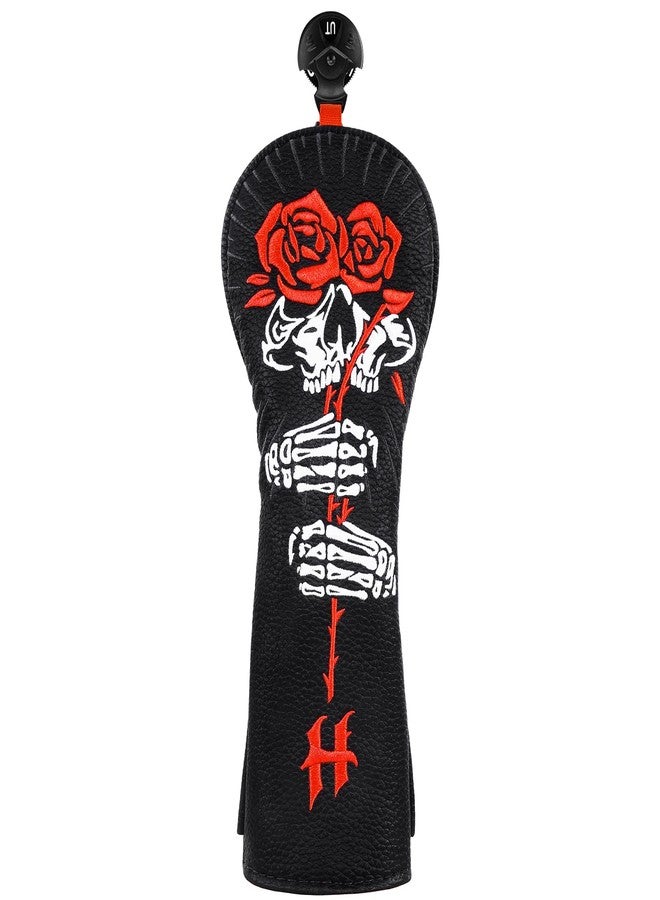 Big Crazy Golf Club Head Covers, Funny Driver Headcover, Golf Head Covers, Velvet Leather Golf Club Covers, Hybrid Headcover, Fairway Wood Head Covers, Unique Golf Gift Skull Rose - Image 1