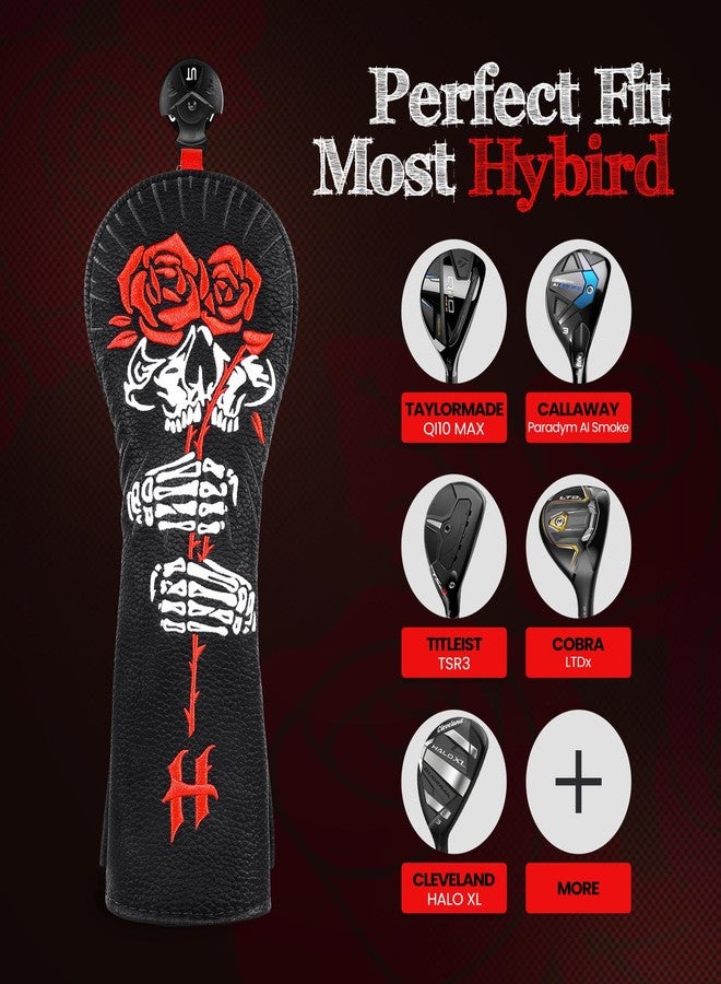 Big Crazy Golf Club Head Covers, Funny Driver Headcover, Golf Head Covers, Velvet Leather Golf Club Covers, Hybrid Headcover, Fairway Wood Head Covers, Unique Golf Gift Skull Rose - Image 3