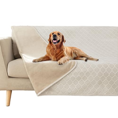 fuguitex Waterproof Dog Blanket Bed Cover Dog Crystal Velvet Moroccan Fuzzy Cozy Plush Pet Blanket Throw Blanket for Couch Sofa(40 * 60 inch, Cream+Beige) - Image 1
