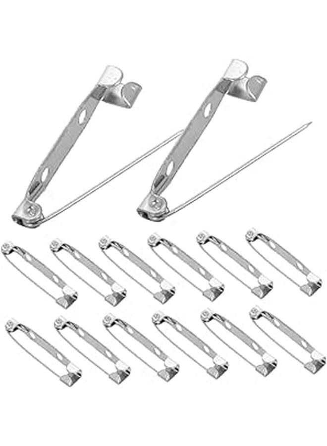 Silver Plated Metal Brooch Pin Backs 60pcs Locking Bar Design Jewelry Making DIY Crafts - Image 1