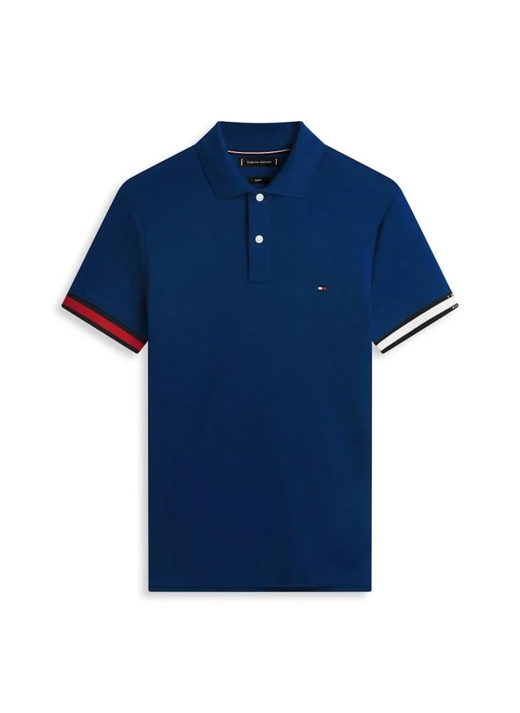 TOMMY HILFIGER  Slim Fit Interlock Knit Tipped Polo Shirt for Men | Best Price UAE