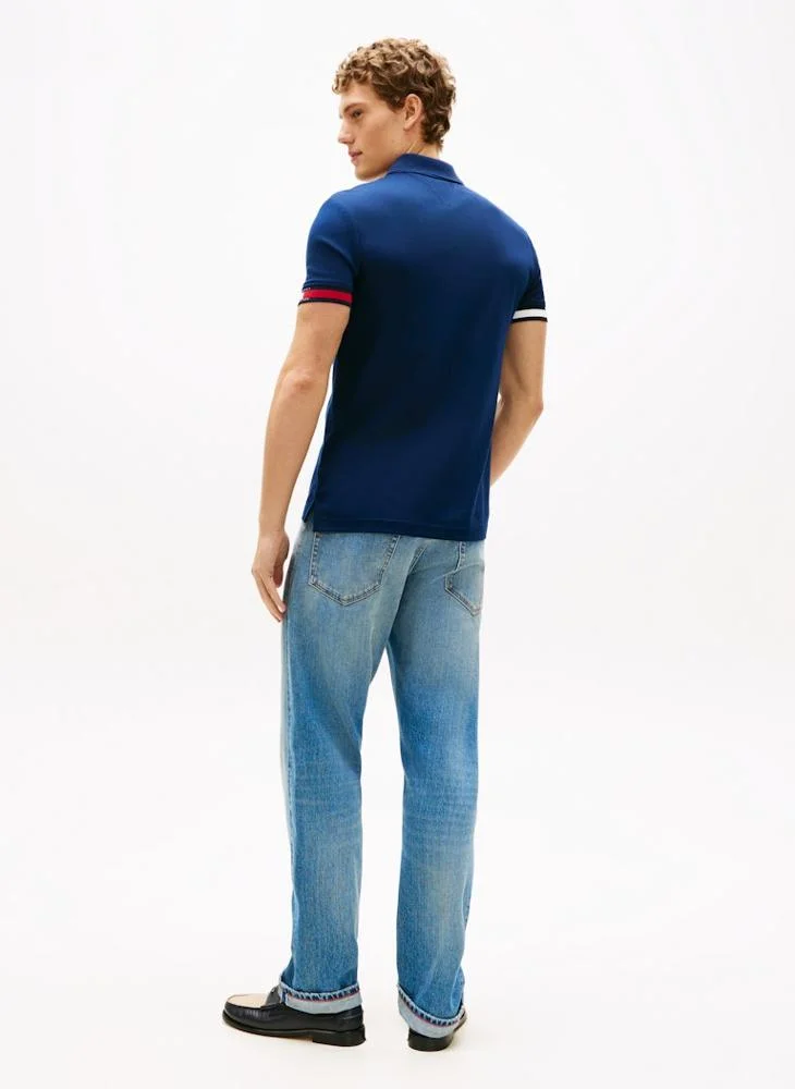 TOMMY HILFIGER  Slim Fit Interlock Knit Tipped Polo Shirt for Men | Best Price UAE