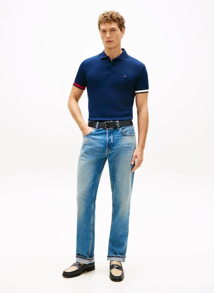 TOMMY HILFIGER  Slim Fit Interlock Knit Tipped Polo Shirt for Men | Best Price UAE