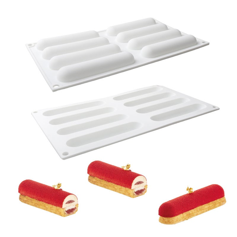 8 Even Semi-Three-Dimensional Oval Long Mousse Cake Silicone Mold Pillow Lightning Puff Chocolate French Dessert - Image 3