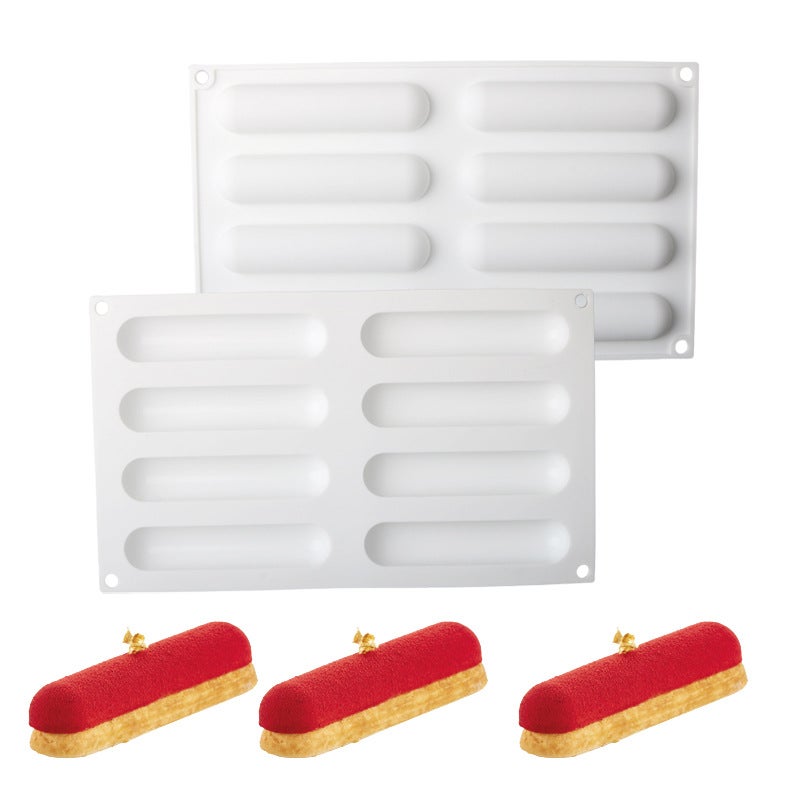 8 Even Semi-Three-Dimensional Oval Long Mousse Cake Silicone Mold Pillow Lightning Puff Chocolate French Dessert - Image 5