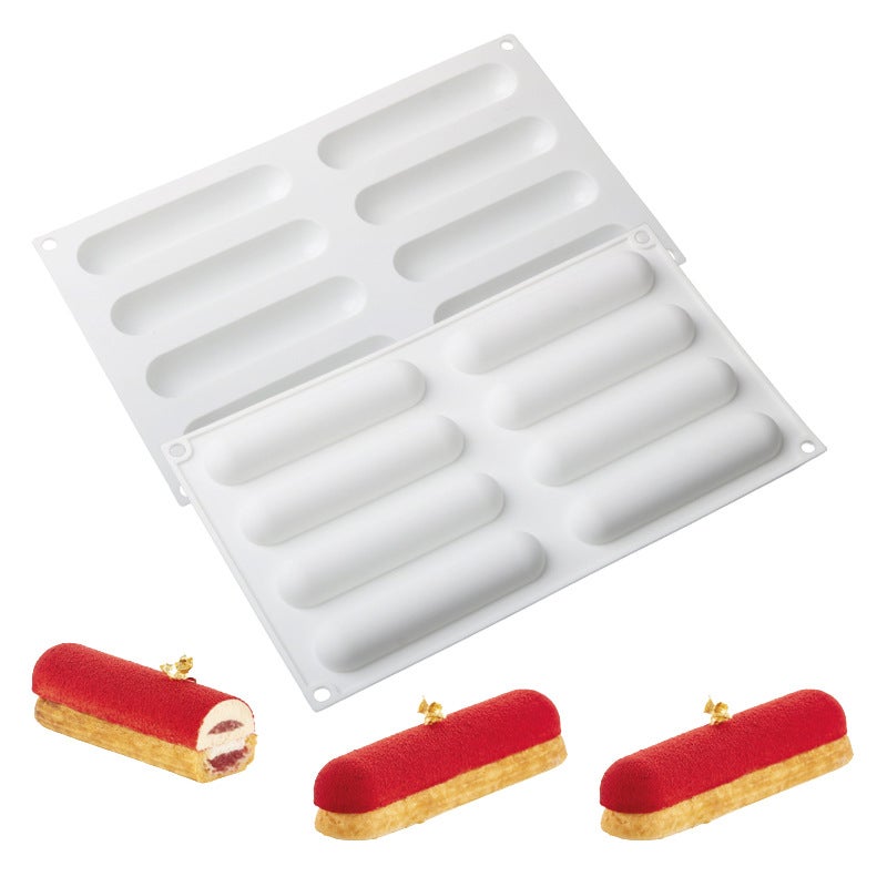 8 Even Semi-Three-Dimensional Oval Long Mousse Cake Silicone Mold Pillow Lightning Puff Chocolate French Dessert - Image 2