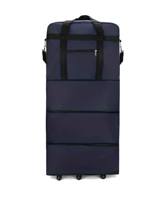 Travel Moving 36"inch Trolley Luggage Foldable Bag with Wheels XX-Large 30kg/120L – Waterproof Zipper Extendable Duffel Organizer light weight Bag (BLUE)