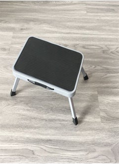 Generic Metal Folding Step Stool Wide One Step Stool with Non Slip Rubber Platform One Step Ladder for Adults Kids Portable Foot Stool for Kitchen Bedroom  - Image 1