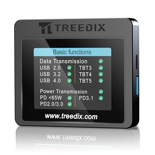 Treedix USB Cable Tester with 2.4" Color Screen for eMarker Reading, PD 3.0/3.1 Detection, Resistor and Continuity Check, Compatible with Lightning, Type-C, Micro-B 2.0/3.0, and Mini-B Cables - Image 1