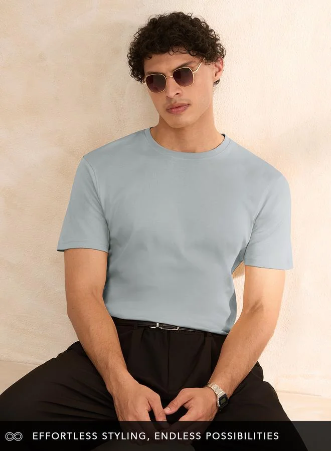 The Souled Store  Men Solid Supima Cotton Round Neck T-Shirt for Men | Best Price UAE