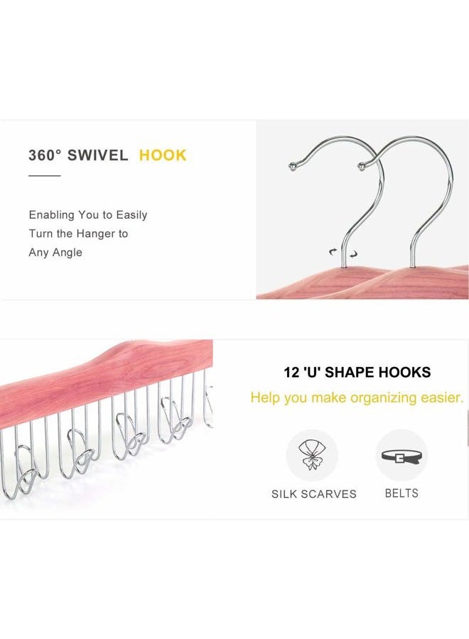 Topia Hanger American Red Cedar Wood Belt Hangers,High-Grade 12 Belt Racks Organizers, Non-Slip Durable Closet Hanger for Hanging Belts,Tie,Scarves,neckties and more (1-Pack) CT13B - Image 3