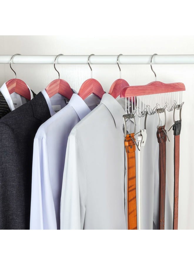 Topia Hanger American Red Cedar Wood Belt Hangers,High-Grade 12 Belt Racks Organizers, Non-Slip Durable Closet Hanger for Hanging Belts,Tie,Scarves,neckties and more (1-Pack) CT13B - Image 5