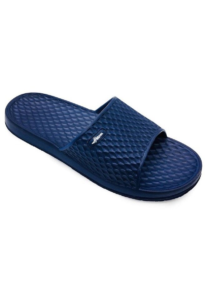 FUNKYMONKEY Men's Slippers Slip On Comfort Shower Sandals for Home Bathrooms, Navy, 45 - Image 1