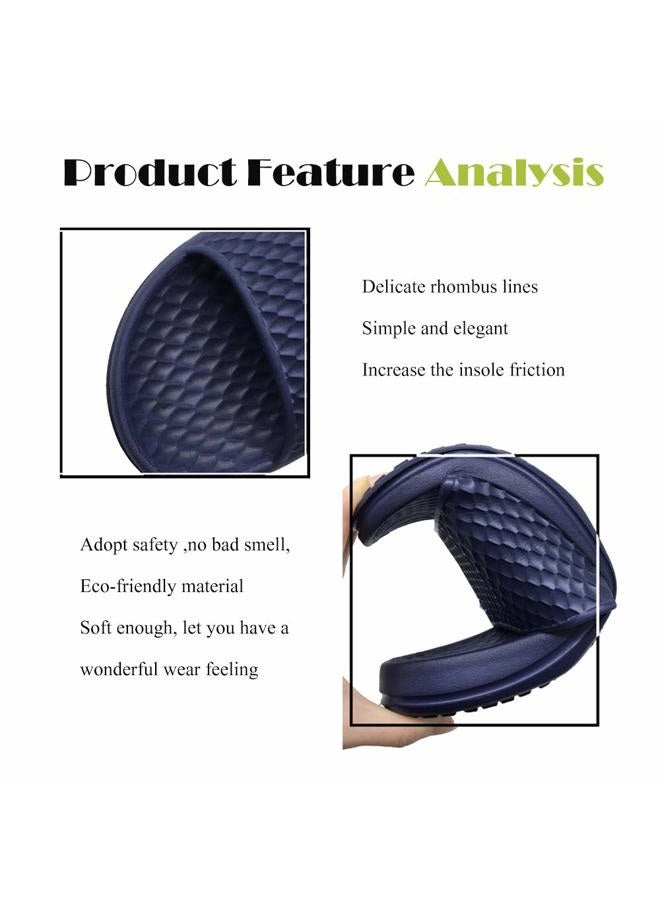 FUNKYMONKEY Men's Slippers Slip On Comfort Shower Sandals for Home Bathrooms, Navy, 45 - Image 4