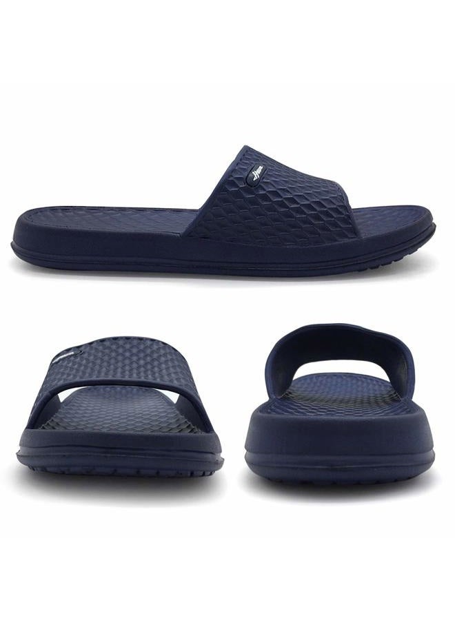 FUNKYMONKEY Men's Slippers Slip On Comfort Shower Sandals for Home Bathrooms, Navy, 45 - Image 3