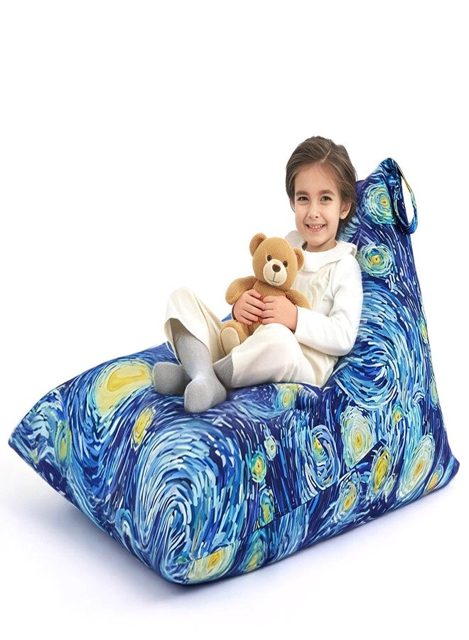 Nobildonna Stuffed Animal Storage Bean Bag Chair Cover for Kids Teens (No Filler) 250L Washable Large Beanbag Cover for Kids' Room Organizing Plush Toys or Home Living Room Textile,Starry Night - Image 1