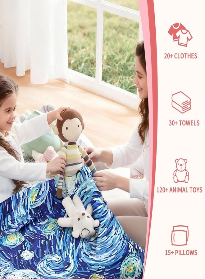 Nobildonna Stuffed Animal Storage Bean Bag Chair Cover for Kids Teens (No Filler) 250L Washable Large Beanbag Cover for Kids' Room Organizing Plush Toys or Home Living Room Textile,Starry Night - Image 5