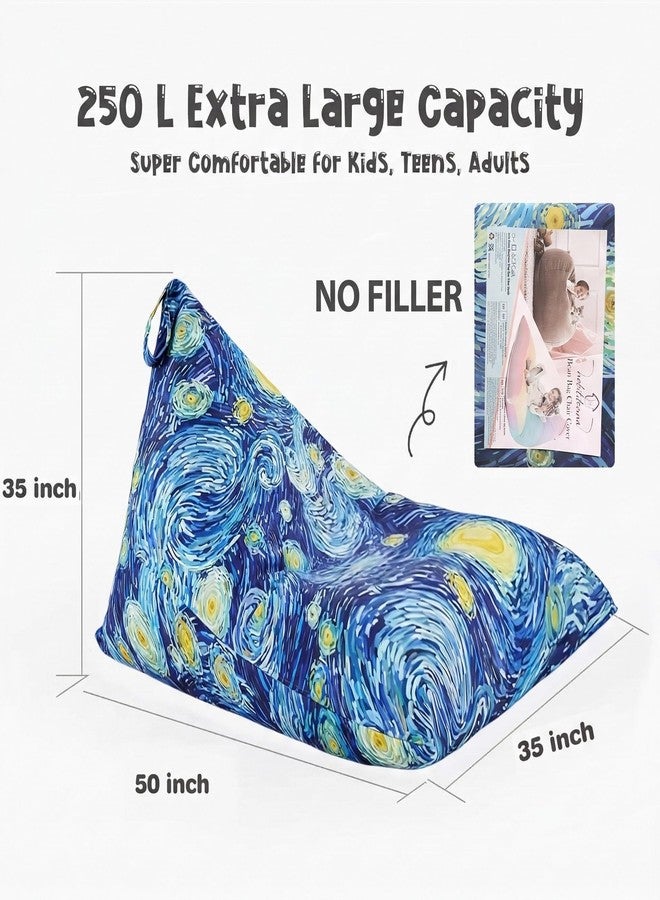 Nobildonna Stuffed Animal Storage Bean Bag Chair Cover for Kids Teens (No Filler) 250L Washable Large Beanbag Cover for Kids' Room Organizing Plush Toys or Home Living Room Textile,Starry Night - Image 2