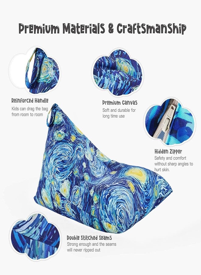 Nobildonna Stuffed Animal Storage Bean Bag Chair Cover for Kids Teens (No Filler) 250L Washable Large Beanbag Cover for Kids' Room Organizing Plush Toys or Home Living Room Textile,Starry Night - Image 3