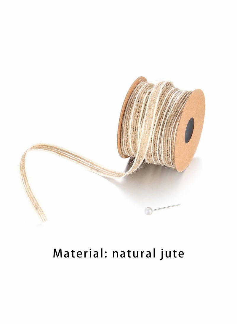 Excefore Jute Hessian Ribbon, Natural Burlap Ribbon Bundle, Jute Ribbon for DIY Crafts Gift Packaging Wedding Decoration 4 Rolls - Image 3