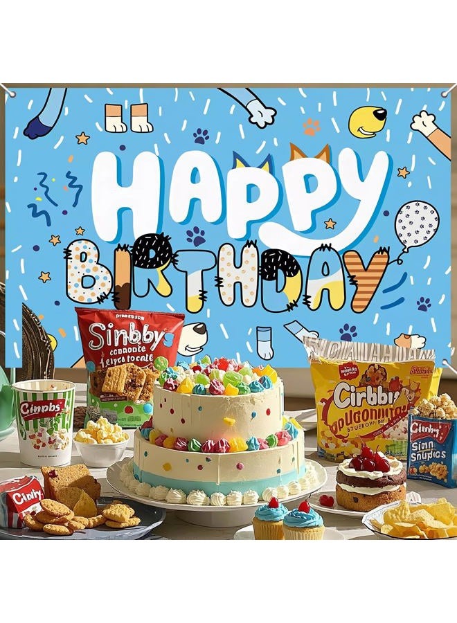 BOBORAT 39.4 * 59Inch Blue Dog Birthday Backdrop, Birthday Party Decoration Background, Cute Cartoon Animal Theme Photo Banner for Kid, Adult (Style B) - Image 3